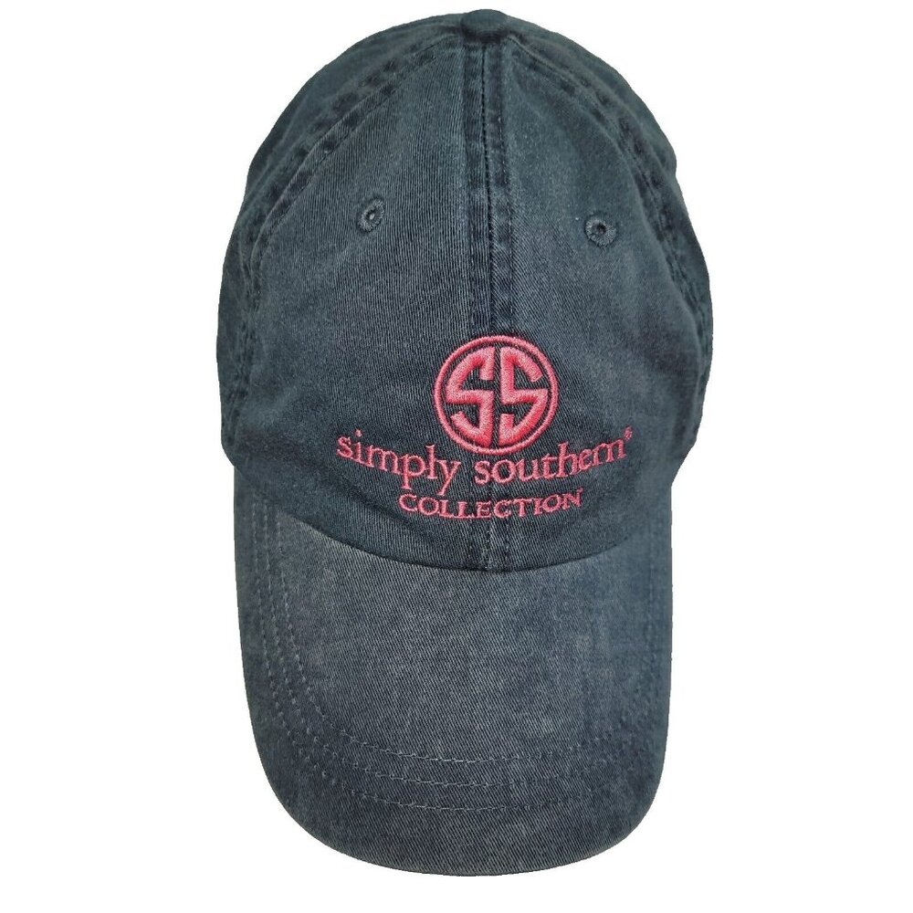 Simply Southern Hat Cap Adult‎ OS Blue Adjustable Leather Strap Back Logo Adams